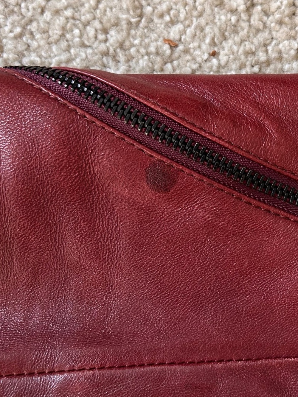 Bernardo Oxblood Leather Moto Scuba Jacket Quilted Shoulder Size S - Picture 11 of 15